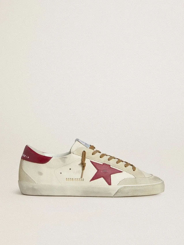 Super-Star pour homme avec étoile en cuir rouge et empiècements en daim beige