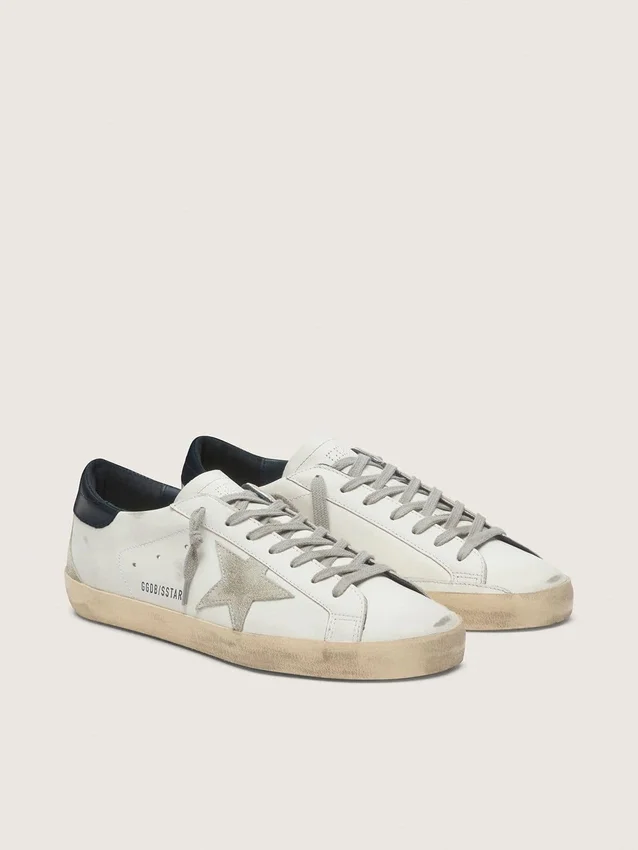 Super-Star pour homme avec étoile en daim et languette de talon bleue