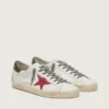 Super-Star pour homme avec étoile en daim rouge et languette de talon en cuir vert