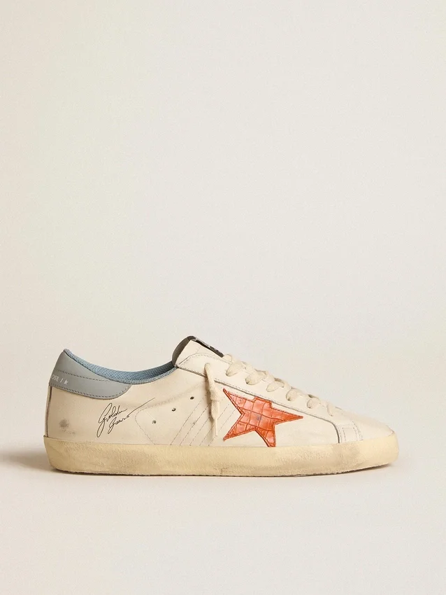 Super-Star pour homme avec étoile imprimé crocodile et languette de talon bleu argenté