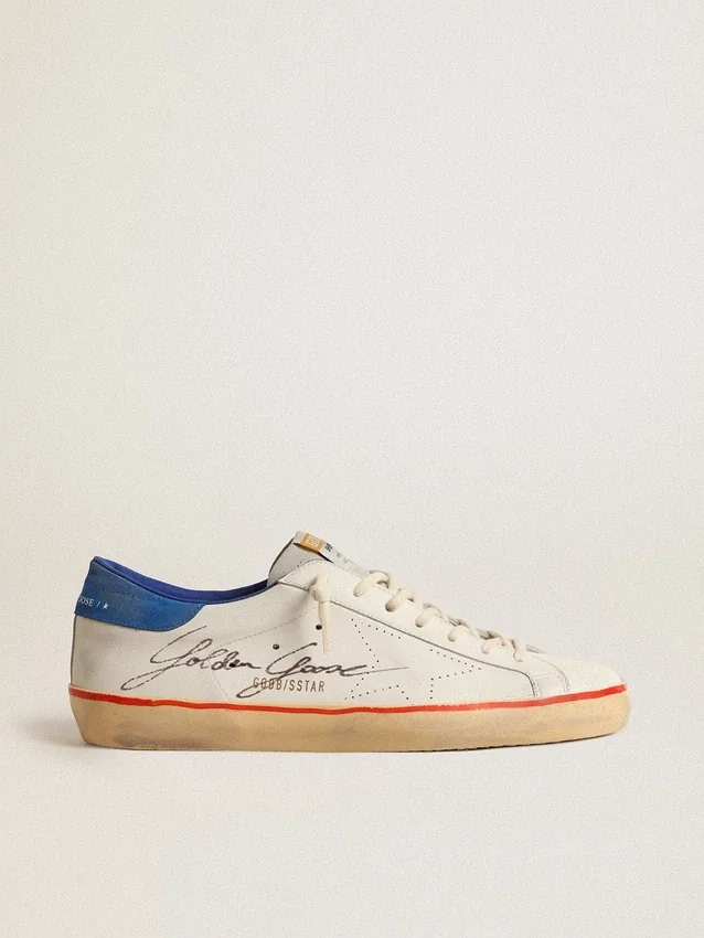 Super-Star pour homme avec étoile perforée et languette de talon en daim bleu
