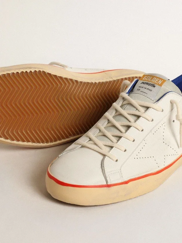 Super-Star pour homme avec étoile perforée et languette de talon en daim bleu