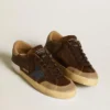 Super-Star pour homme en cuir avec étoile en cuir bleu et languette de talon en nubuck beige