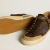 Super-Star pour homme en cuir avec étoile en cuir bleu et languette de talon en nubuck beige