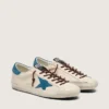 Super-Star pour homme en cuir blanc avec étoile en daim turquoise
