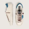 Super-Star pour homme en cuir blanc avec étoile en daim turquoise