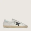 Super-Star pour homme en cuir blanc avec étoile en nubuck noir et languette de talon en cuir métallisé argenté