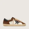 Super-Star pour homme en cuir blanc et daim marron avec étoile en cuir noir