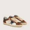 Super-Star pour homme en cuir blanc et daim marron avec étoile en cuir noir