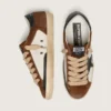 Super-Star pour homme en cuir blanc et daim marron avec étoile en cuir noir