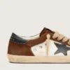 Super-Star pour homme en cuir blanc et daim marron avec étoile en cuir noir