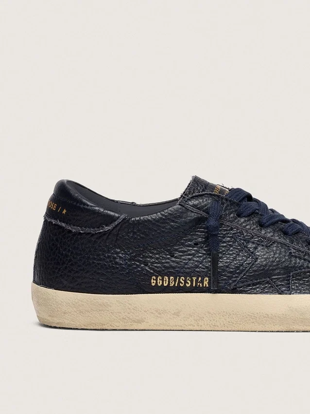 Super-Star pour homme en cuir bleu marine avec étoile en cuir ton sur ton