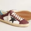 Super-Star pour homme en cuir craquelé avec étoile marron et languette de talon bleu sarcelle