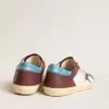 Super-Star pour homme en cuir craquelé avec étoile marron et languette de talon bleu sarcelle