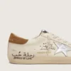 Super-Star pour homme en cuir nappa avec étoile argentée métallisée et lettrage sur toute la surface