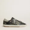 Super-Star pour homme en cuir noir avec étoile et languette de talon en daim gris