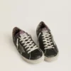 Super-Star pour homme en cuir noir avec étoile et languette de talon en daim gris