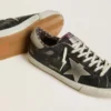 Super-Star pour homme en cuir noir avec étoile et languette de talon en daim gris