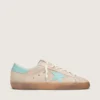 Super-Star pour homme en daim beige avec étoile vert d'eau