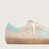 Super-Star pour homme en daim beige avec étoile vert d'eau