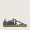 Super-Star pour homme en daim gris avec étoile en cuir blanc et languette de talon en cuir argenté