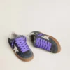 Super-Star pour homme en daim gris avec étoile en cuir blanc et languette de talon en cuir argenté