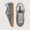 Super-Star pour homme en daim gris avec étoile en cuir blanc et languette de talon en cuir argenté