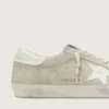 Super-Star pour homme en daim gris clair avec étoile en cuir blanc