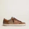 Super-Star pour homme en daim marron avec étoile et languette de talon en cuir beige