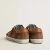 Super-Star pour homme en daim marron avec étoile et languette de talon en cuir beige