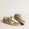 Super-Star pour homme en daim marron et vert avec étoile en cuir nappa blanc