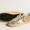 Super-Star pour homme en daim marron et vert avec étoile en cuir nappa blanc