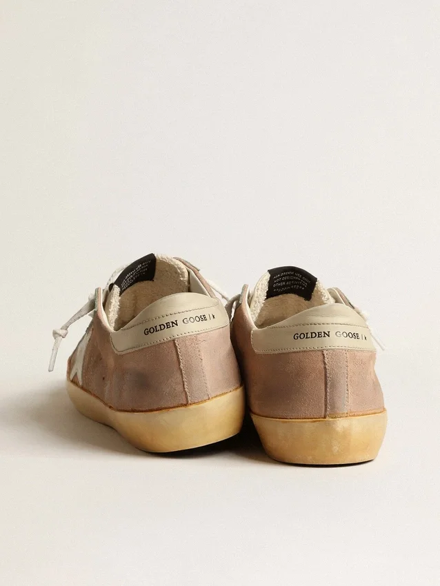 Super-Star pour homme en daim marron et vert avec étoile en cuir nappa blanc