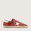 Super-Star pour homme en daim rouge avec étoile en cuir crème