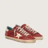 Super-Star pour homme en daim rouge avec étoile en cuir crème
