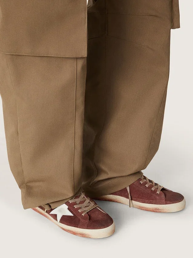Super-Star pour homme en daim rouille avec étoile en cuir platine métallisé