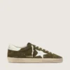 Super-Star pour homme en daim vert olive avec étoile en cuir blanc