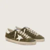 Super-Star pour homme en daim vert olive avec étoile en cuir blanc