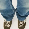 Super-Star pour homme en daim vert olive avec étoile en cuir blanc