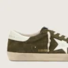 Super-Star pour homme en daim vert olive avec étoile en cuir blanc