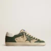 Super-Star pour homme en mesh crème et nappa vert avec étoile en nappa