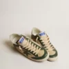 Super-Star pour homme en mesh crème et nappa vert avec étoile en nappa