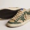 Super-Star pour homme en mesh crème et nappa vert avec étoile en nappa