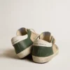 Super-Star pour homme en mesh crème et nappa vert avec étoile en nappa
