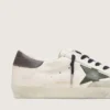 Super-Star pour homme en nappa avec étoile en cuir vert et languette de talon en cuir gris