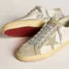 Super-Star pour homme en nappa avec étoile en daim gris glacé et broderie noire