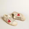 Super-Star pour homme en nappa avec étoile rouge et languette de talon en cuir crème