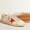 Super-Star pour homme en nappa avec étoile rouge et languette de talon en cuir crème