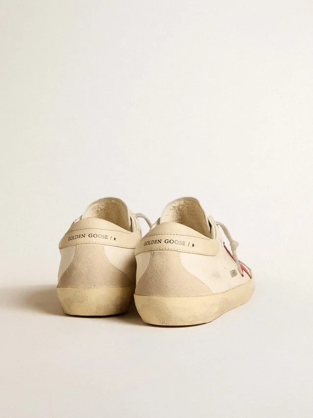 Super-Star pour homme en nappa avec étoile rouge et languette de talon en cuir crème
