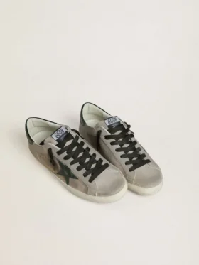 Super-Star pour homme en nappa et daim avec étoile en cuir vert imprimé croco